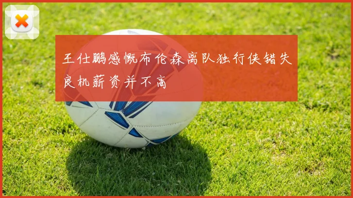 王仕鹏感慨布伦森离队独行侠错失良机薪资并不高